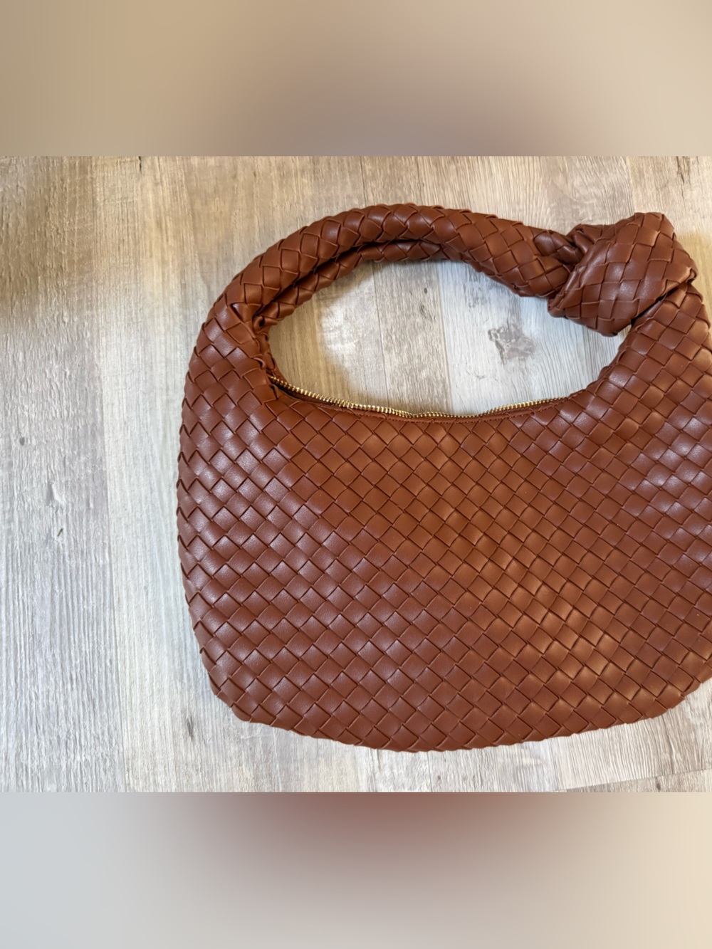 Urban Expressions Braided Messenger Bag in Chestnut Brown - Picture 2 of 3